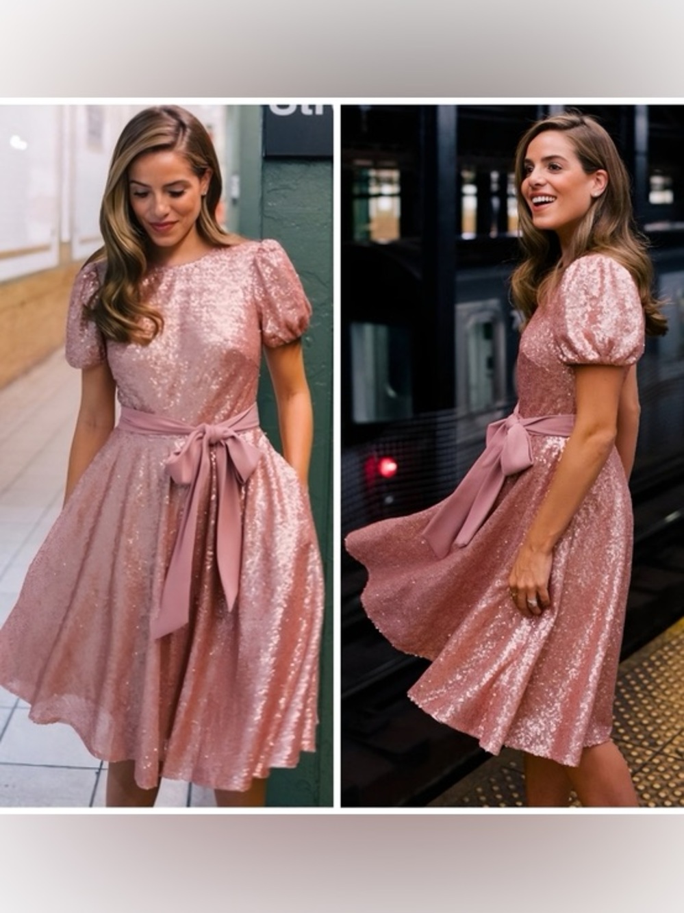 Gal Meets Glam | Beatrix Rose Gold Sequin Dress 6